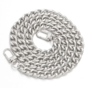 Polished silver metal bag chain strap with durable lobster clasps for DIY handbags