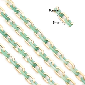 Green marble acrylic and gold metal link chain jewelry accessory in 10mm by 15mm size