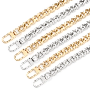 Flat curb chain replacement straps for bags in gold and silver finish with lobster clasps