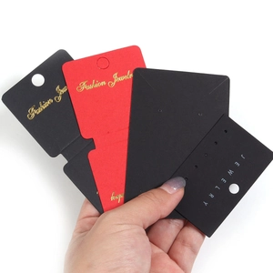 Thickened black and red cardstock jewelry display cards with gold foil fashion logo