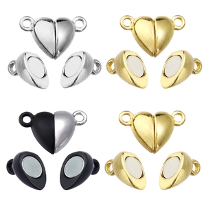 Chiusure magnetiche a cuore in lega per gioielli fai-da-te in oro e argento lucido