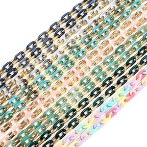 Chic acrylic link chain with gold metal rings for DIY jewelry and glasses accessories