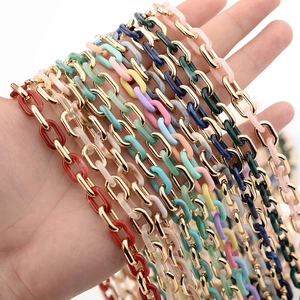 Chic multi-color acrylic and gold metal link chain for DIY jewelry and bag straps