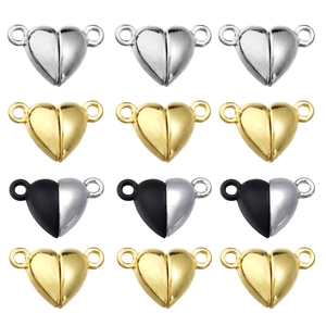 Set di chiusure magnetiche a forma di cuore per gioielli in oro, argento e nero