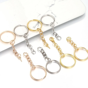 Polished metal DIY keychain rings with link chains and eye screws in various metallic finishes