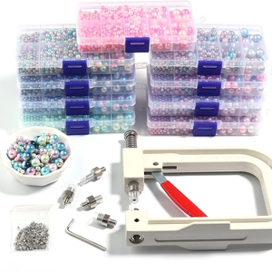Set macchina manuale per perle con 10 scomparti di perle ABS sfumate e stampi in metallo