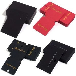 Elegant black and red jewelry display cards with gold foil lettering for accessories