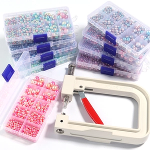 Kit macchina manuale per perle con perline ABS sfumate colorate in scatola organizzatrice