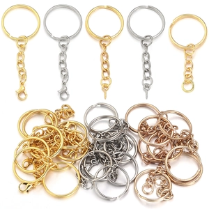 DIY Metal Keychain Accessories Split Ring With Chain Eye Pin Lobster Clasp Electroplated Iron Key Ring Parts For Jewelry Making