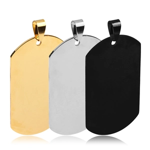 Polished Stainless Steel Blank Dog Tag Pendant For DIY Jewelry Making Solid Rectangle Mirror Surface Army Style Necklaces