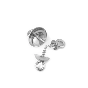 Stainless steel threaded pearl peg bails with eyelet for DIY jewelry making