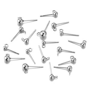 Polierte Edelstahl-Kugelohrstecker mit Öse für die DIY-Schmuckherstellung und Design