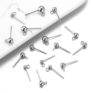 Edelstahl Ohrstecker mit Kugel und Öse in Silber für DIY Schmuckherstellung Zubehör
