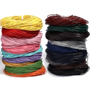 Colorful round genuine leather cords in various shades for DIY jewelry making and crafts