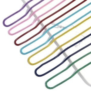 DIY colorful hollow corn chains in 8 vibrant mesh metal finishes for jewelry making
