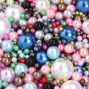 Colorful mix of high-gloss faux ABS pearls in various sizes for DIY jewelry crafts