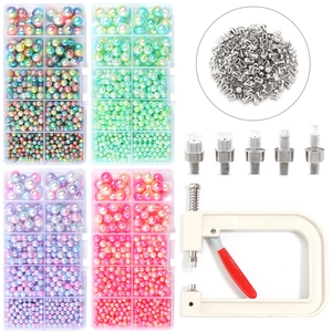 Kit manuale per l'incastonatura di perle ABS sfumate e chiodi a morsetto in metallo