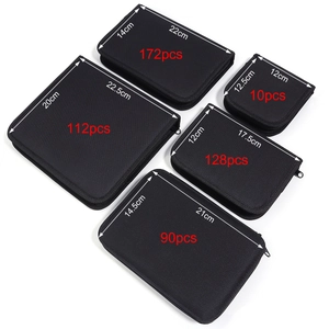 Lot de cinq étuis de rangement noirs à fermeture éclair pour outils de couture et bricolage