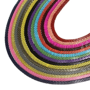 Detailed macro shot of 3.2mm colorful hollow mesh corn chains for DIY jewelry making