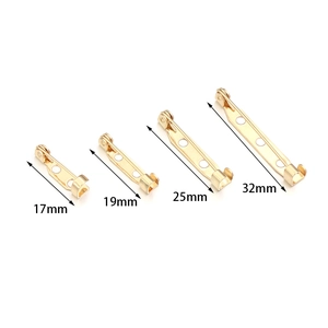 Gold stainless steel brooch safety pin bases in four sizes for DIY jewelry making