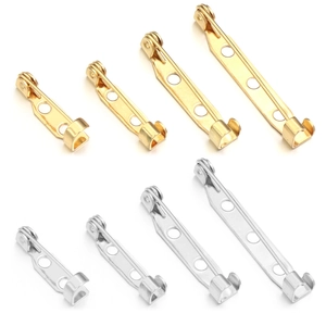DIY stainless steel brooch pins in silver and gold finishes with four varied sizes