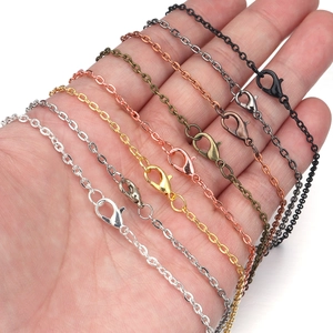 Flat O-link cross chain DIY necklaces with lobster clasps in seven metallic colors