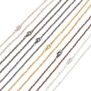 DIY flattened cross link chain necklace with lobster clasp in various metallic finishes