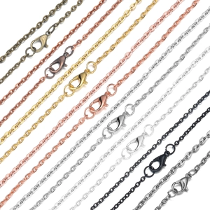DIY Minimalist Flattened O-Chain Necklace For Men Women Iron Electroplated Cross Chain With Lobster Clasp Jewelry Making Findings