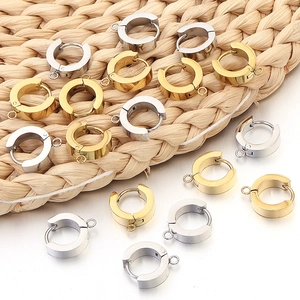 Pendientes de aro de acero inoxidable con bucle para colgante en color dorado y plateado