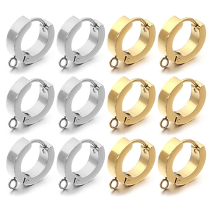Set de 12 aretes de aro de acero inoxidable en oro y plata para creación de joyas DIY