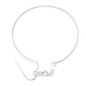 Adjustable silver box chain bracelet with lobster clasp and needle for DIY jewelry making