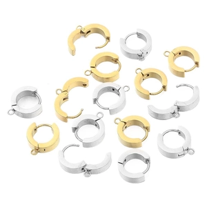 Pendientes de aro en acero dorado y plateado con enganche para creación de joyas DIY