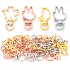Zinc Alloy DIY Keychain Clasps Moon Star Rabbit Cat Heart Shell Shaped Lobster Claw Hooks For Jewelry Making Findings Accessories
