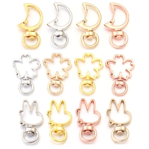 Zinc alloy shaped lobster clasps in moon, cherry blossom and rabbit designs for DIY jewelry