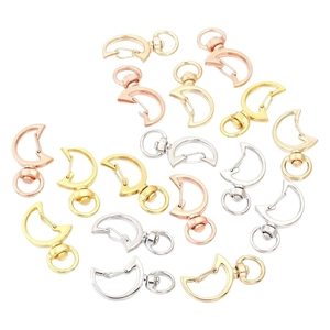 Moon shaped metal lobster clasps for DIY jewelry in gold, silver and rose gold