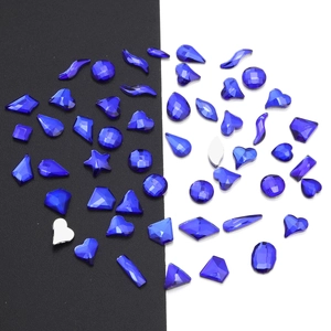Deep blue multi-faceted glass flatback rhinestones in various shapes for nail art and DIY