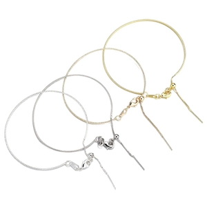 Adjustable snake chain jewelry finding with lobster clasp in four metallic plating finishes