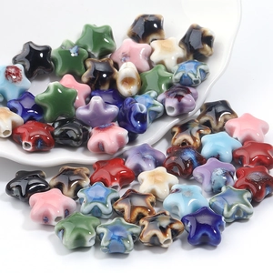 Mélange de perles en céramique émaillée en forme d'étoile pour bijoux DIY et artisanat