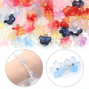 Colorful frosted cherry blossom glass beads for DIY jewelry and handmade bracelets