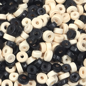 Perles en Bois Cylindriques Noires Naturelles Perles Intercalaires Rondes Plates pour Fabrication de Bijoux Bracelet DIY Perles en Bois en Vrac