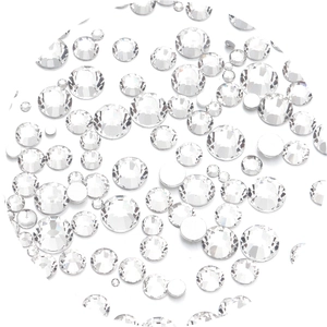 Clear round faceted flatback glass rhinestones for nail art and DIY jewelry crafts