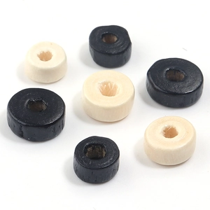 Perles plates en bois naturel noir et ivoire pour la création de bijoux DIY