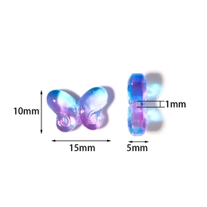 Blue-purple gradient butterfly beads 15x10mm for DIY jewelry making and hair sticks