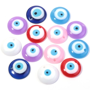 Colorful evil eye flat round beads with hole for handmade DIY jewelry making projects