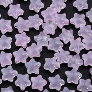 Macro de cuentas de vidrio estrella rosa translúcida con agujero para joyería DIY