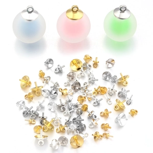 Polished copper pearl cap peg bail pendants for DIY jewelry in gold and silver finish