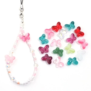 Handmade butterfly bead charms in gradient colors for jewelry and phone strap DIY