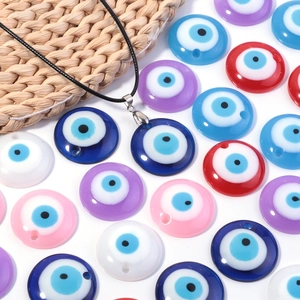 Turkish Evil Eye flat round beads and pendant set for DIY jewelry making accessories