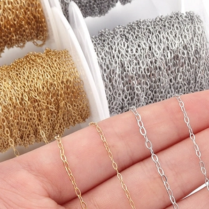 Chaîne à maillons ovales en acier inoxydable or et argent pour bijoux DIY