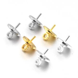 DIY copper pearl cup pendant connectors in gold and silver plating for jewelry making